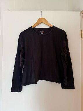 Hanes Black Long Sleeve Crewneck Shirt